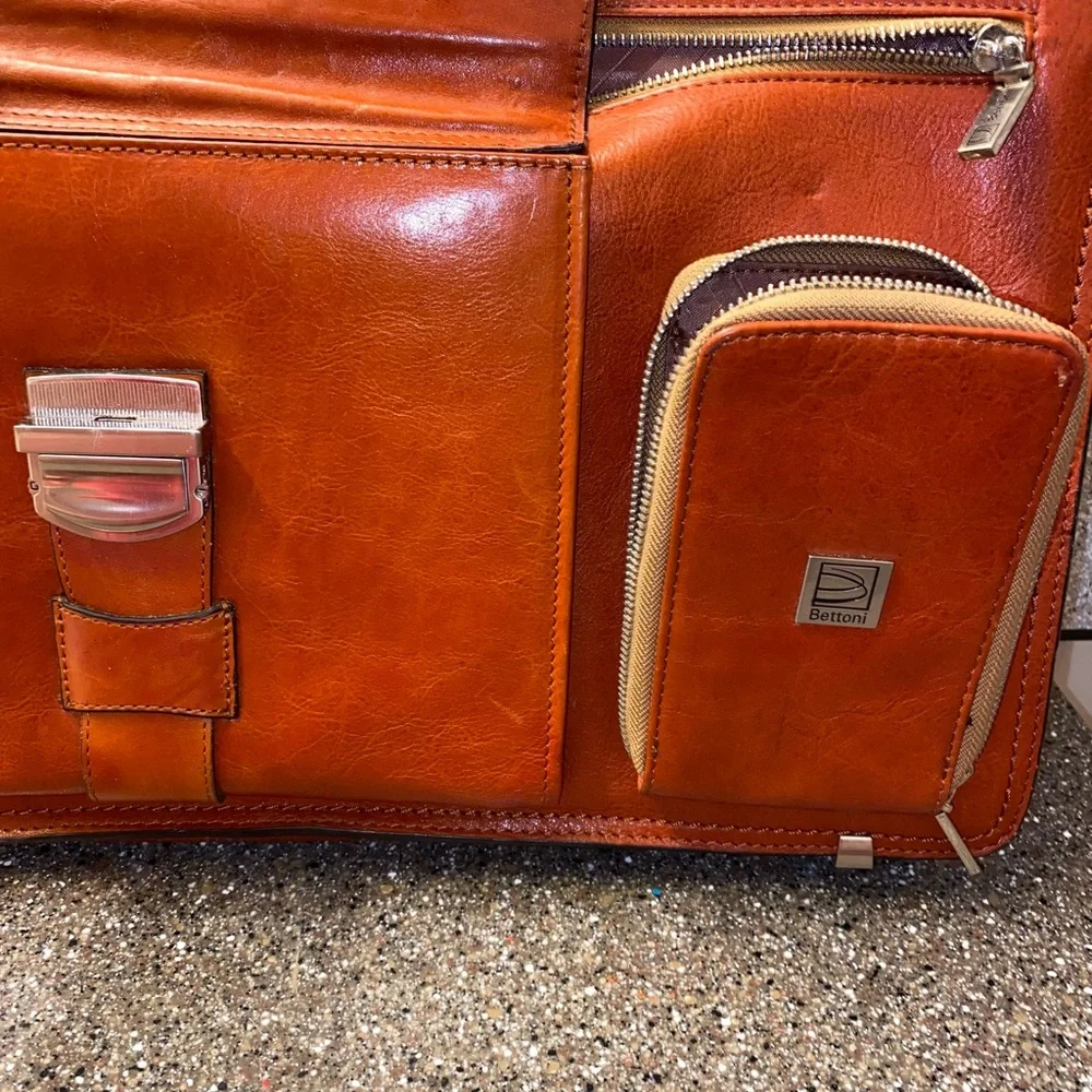 Bettoni Leather Crossbody Briefcase Tote
